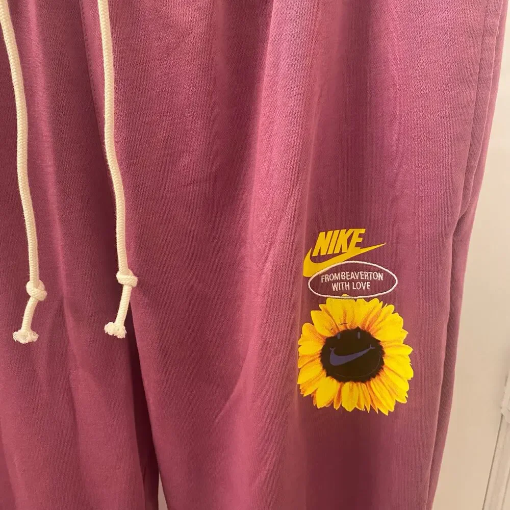 Nike Bordeaux Purple Flower Jogger Sweatpants Size XL